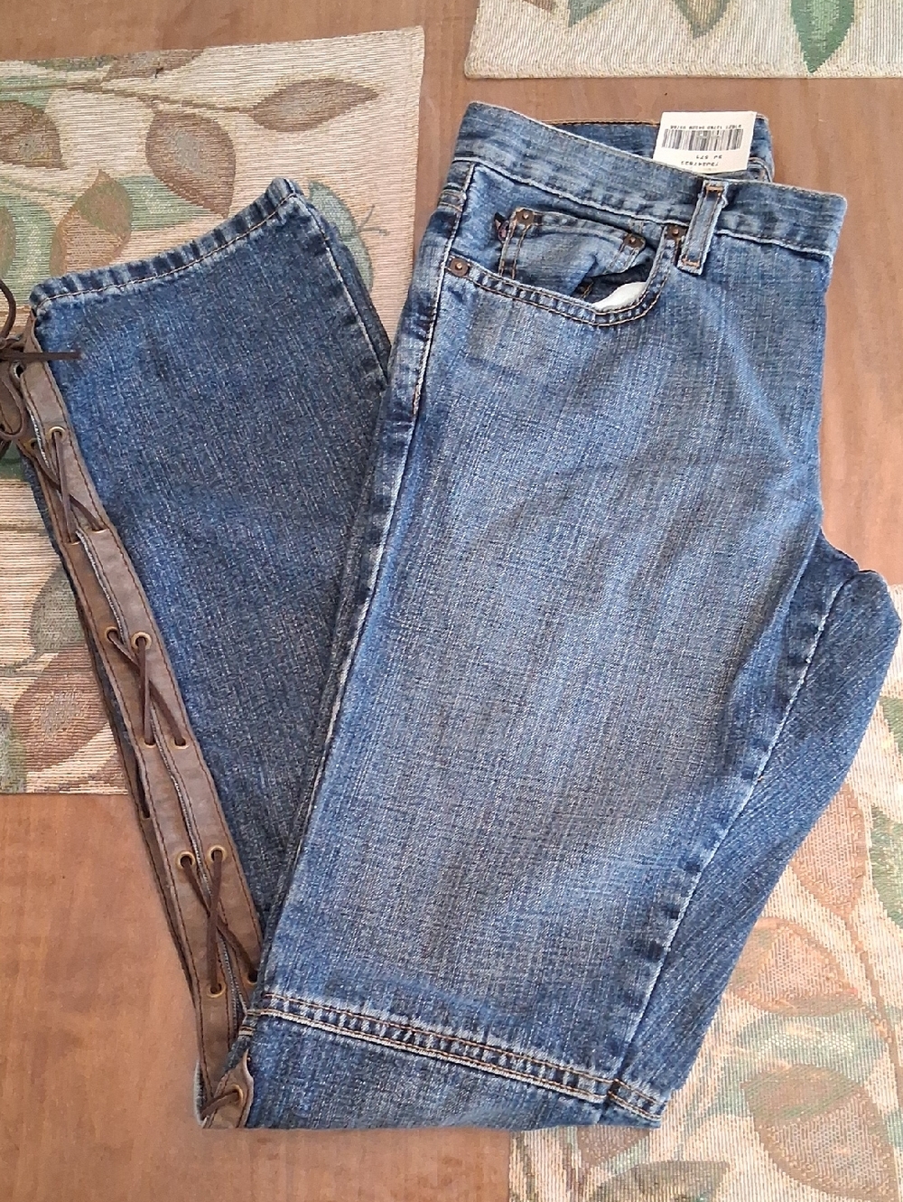 Vintage Ralph Lauren Bootcut Denim Jeans with Lace-Up Side Detail NWT